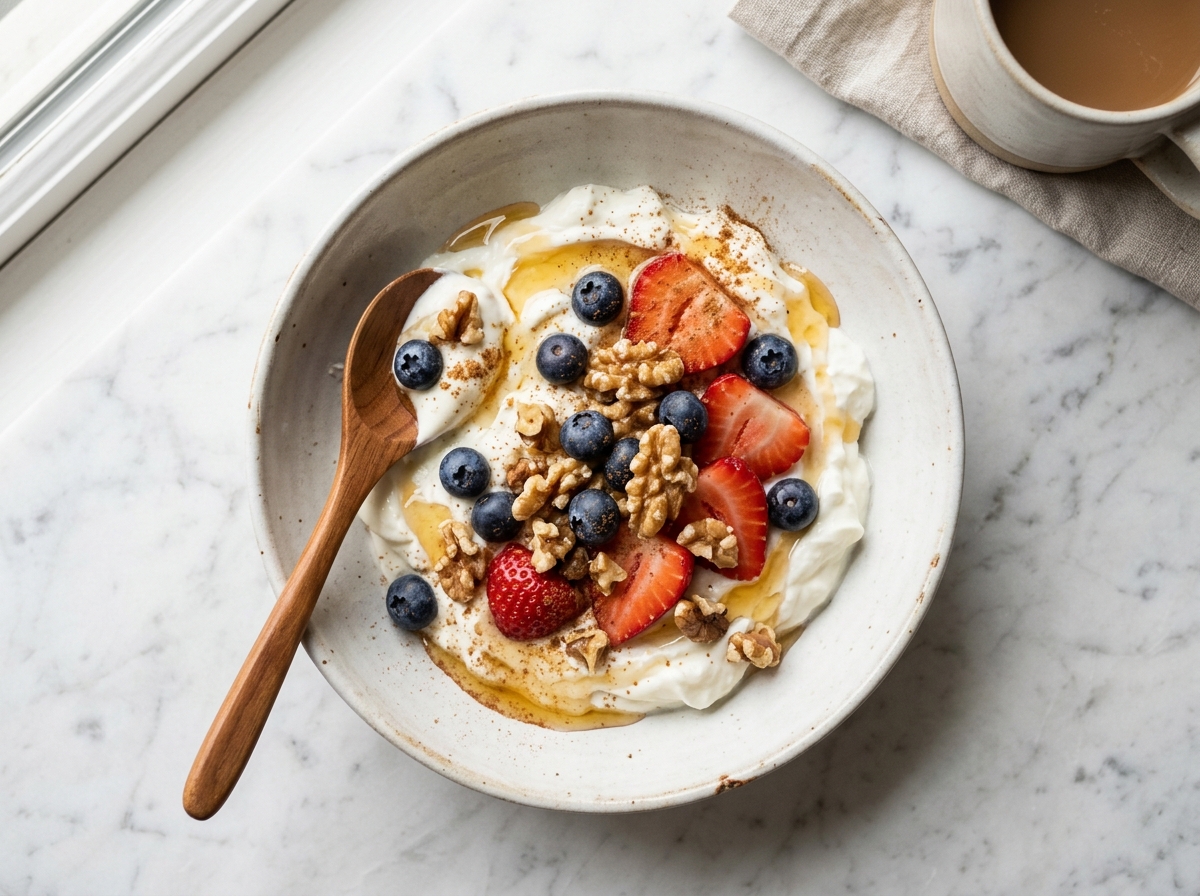 Greek Yogurt Bowl with Honey and Walnuts Greek Yogurt Bowl with Honey and Walnuts